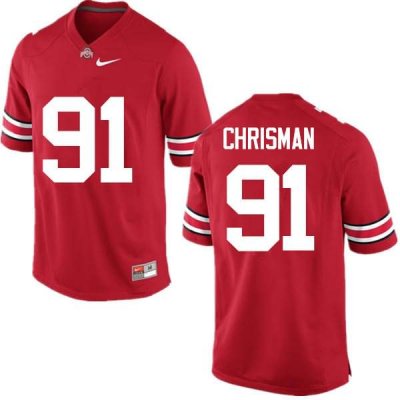 NCAA Ohio State Buckeyes Men's #91 Drue Chrisman Red Nike Football College Jersey IIB8345KD